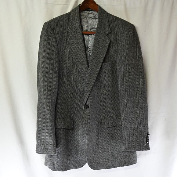 Vtg Joe‎ Namath 44XL Gray Herringbone Tweed Blazer Suit Jacket Sport Coat - Picture 1 of 10